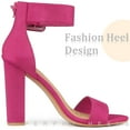 thumbnail image 4 of Sandalias de tacón en bloque con tiras en el tobillo y punta abierta para mujer Rosa caliente 40, 4 of 6