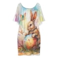 thumbnail image 3 of Cute Easter Bunny Butterfly Women's Off The Shoulder Ruffles Summer Wedding Guest Loose Casual Party Beach Dress, 3 of 9