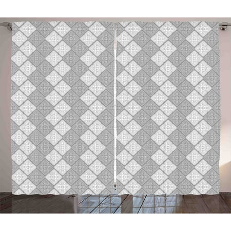 Damask Curtains 2 Panels Set Victorian Style Ornamental Oriental