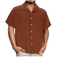 thumbnail image 1 of Mens Short Sleeve Button Down Shirts Casual Vacation Beach Summer Tops with Pocket, 1 of 5