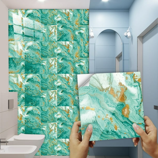 10 pegatinas para azulejos de cocina, pegatinas de mosaico para azulejos de cocina, pegatinas para azulejos impermeables para baño, papel tapiz autoadhesivo para azulejos, pegatinas para azulejos de TUNC Sencillez