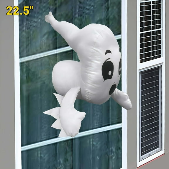 Active Mind Ltd 22.5in Window Crasher Ghost with Broken Illusion, Hanging Stuffed Phantom for Indoor Outdoor Halloween Decor, Haunted House, Halloween window decorations, Hanging ghost decorations