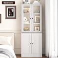 thumbnail image 2 of IDEALSOUL 71" Tall Bookcase with Doors and LED Lights, White Wooden Bookcase with Charging Station, Freestanding Display Cabinet with Large Storage Space for Living Room, Office, Bedroom, 2 of 11
