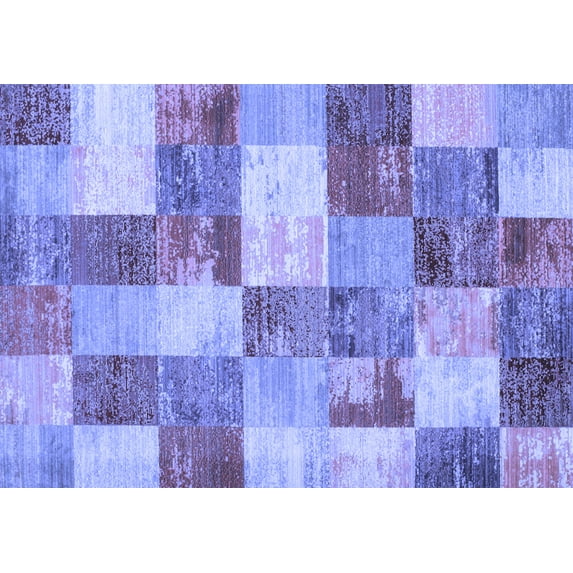Ahgly Company Indoor Rectangle Patchwork Blue Transitional Area Rugs, 2' x 4'