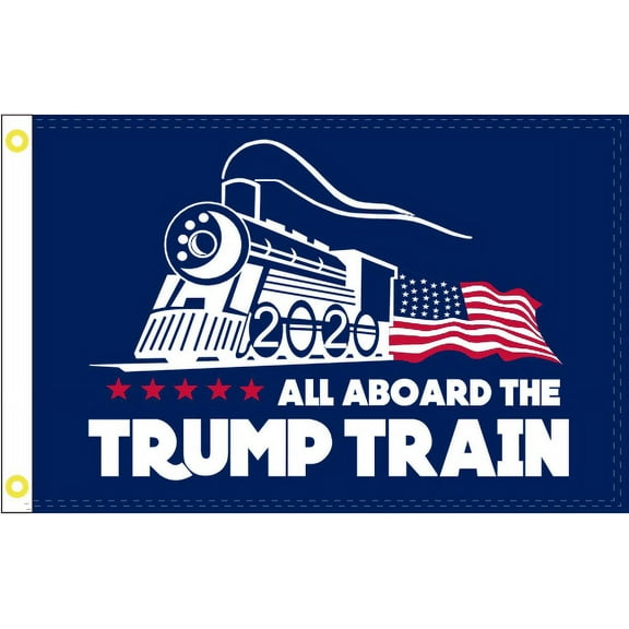 All Aboard the Trump Train Blue 3'X5' Flag Rough Tex® 68D Nylon