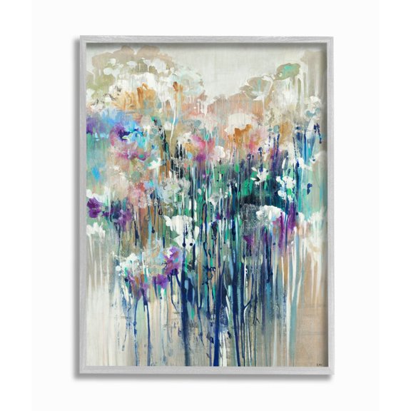 Stupell Industries Abstract Blue Purple Drip Painting Gray Framed Wall Art, 16 x 20, byThird and Wall