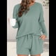 thumbnail image 4 of Conjunto de Pijama para Mujer, de Punto Gofre, Informal, de Dos Piezas, con Bolsillos Verde XL, 4 of 9