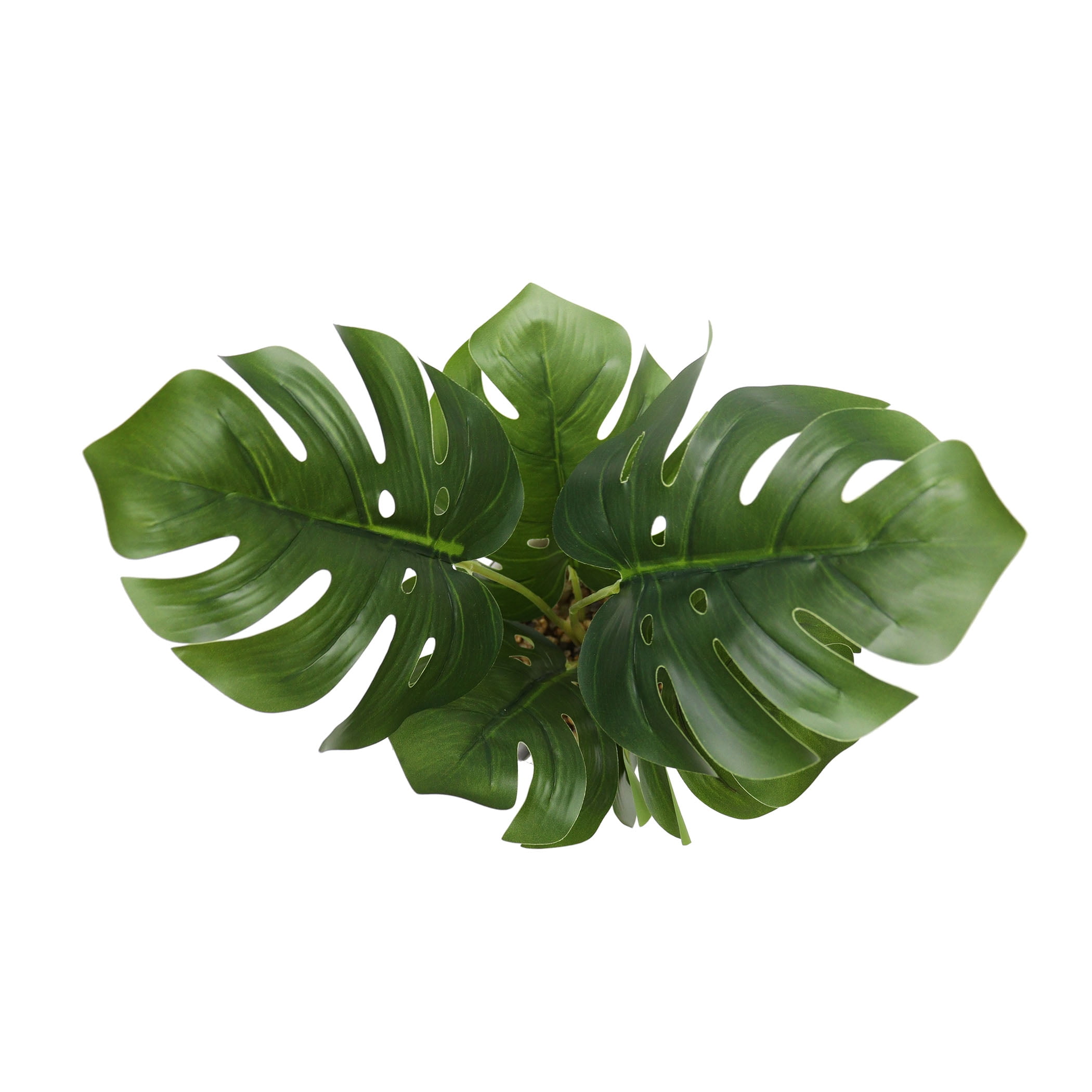 Nature's Mark 12.3”H Artificial Monstera Greenery in White Ceramic Planter with MDF Stand