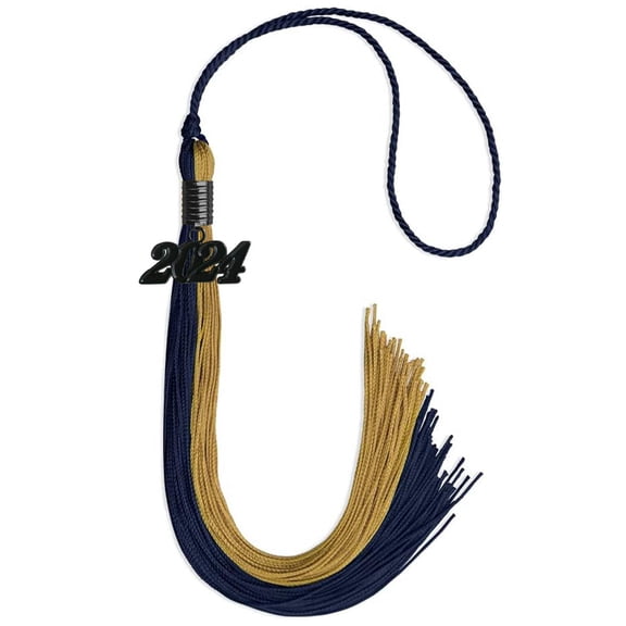 Endea Graduation Dark Navy Blue/Antique Gold Graduation Tassel with Black Date Drop