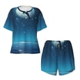 thumbnail image 2 of Yiaed Night Sky Moon Dolphin Print Short Sleeve Pajama Sets for Women Casual Crew Neck 2 Piece Lounge Sets Women's Short-Sleeved Pajama-4X-Large, 2 of 5
