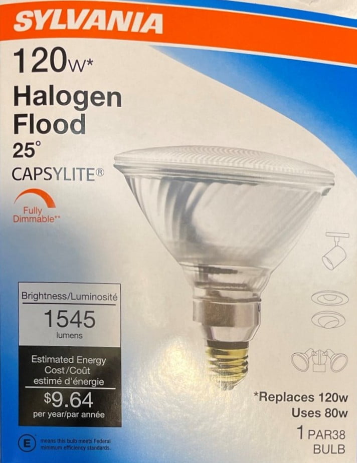 (case of 6) Sylvania Halogen Flood 120 watt Capsylite Brilliant PAR38 Floodlight