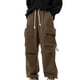 thumbnail image 3 of Puntoco Pantalones casuales largos para hombre Pantalones casuales de moda para hombre de color sólido con bolsillos cargo y cuerda elástica, 3 of 4