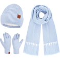 thumbnail image 1 of wonima44 Womens Winter Hats Long Scarf Touch Screen Gloves Set Knit Warm Beanie Hat Scarves Gloves for Women Cold Weather Fleece Gifts, 1 of 1