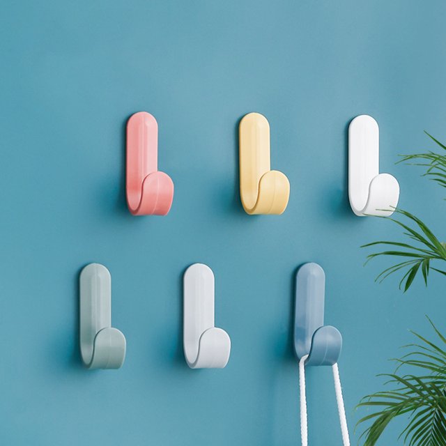 Juego de 6 ganchos para toallas, baño, cocina, oficina, perchero, gancho de pared adhesivo de plástico TUNC Sencillez