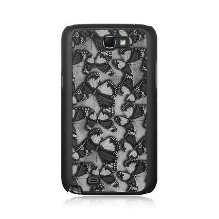 Crystal Skin Cover - Insten Hard Crystal Rubber Skin Back Protective Shell Cover Case For Samsung Galaxy Note II - Black Butterfly
