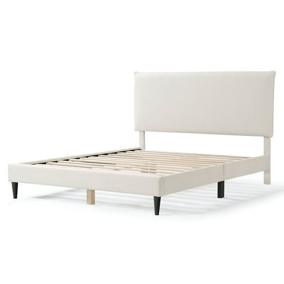 Furniture of America Lila Boucle Fabric Mattress Ready Queen Bed in White