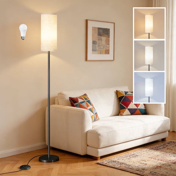 GUPUP Modern Floor Lamp for Living Room, 3 Color Temperature 60" Tall Standing Lamp, 9W LED Bulb Included