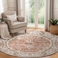 thumbnail image 5 of Boho Vintage Round Rug ft- Faux Wool Dreely Washable Area Rug Small Distressed Throw Rugs Floor Carpet for Door Mat Entryway Bedrooms Laundry (Round - ; Diameter Border ), 5 of 5