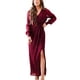 thumbnail image 2 of Vestido de manga larga con abertura lateral, vestido de cuello en V para mujer, vestido largo de manga larga para mujer, vestido maxi elegante compacto y liviano, 2 of 5
