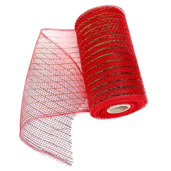 AUQ 1 Roll Poly Burlap Deco Mesh 6 Inch Wide Deco Poly Decorative Mesh Ribbon Wrapping Ribbon Roll for Home Door Wreath Decoration DIY Crafts Making