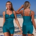 thumbnail image 6 of Women's Bikini Swimsuit V Neck High Waisted Textured Cutout Push Up Underwire Support Cheeky Beach Bathing Suit Tummy Control, 6 of 6