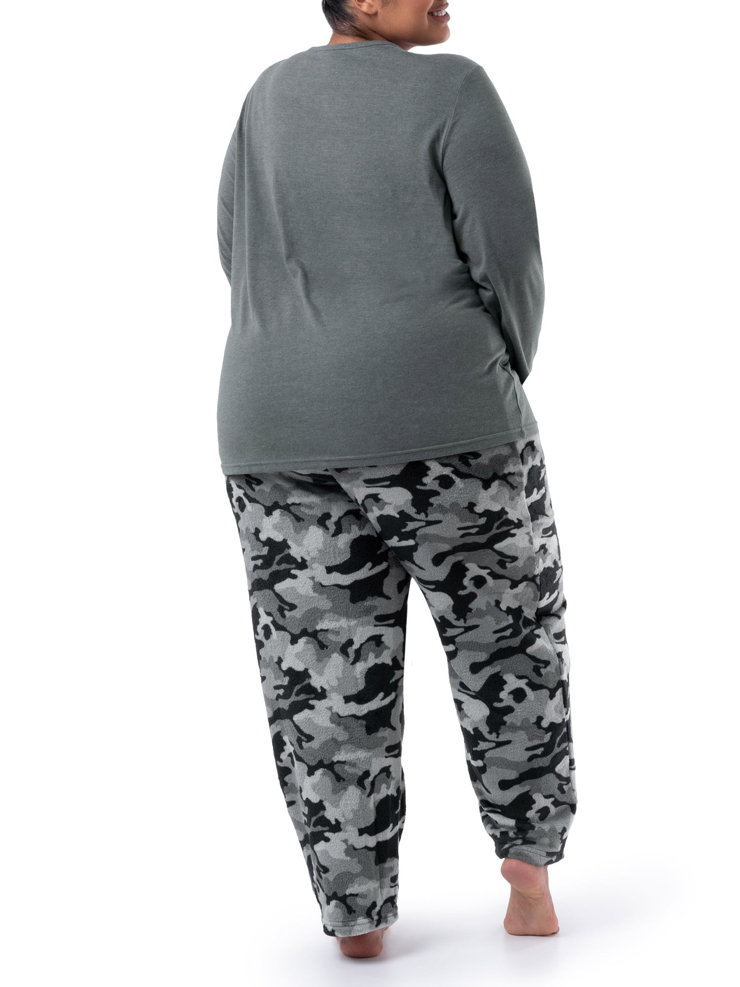 Fruit of the Loom Women's Beyond Soft Long Sleeve Top & Fleece Bottom Pajama Set, S-4X