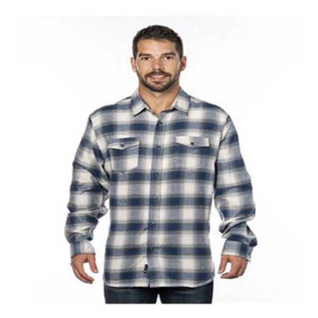 Burnside Chemise en Flanelle à Manches Longues Teinte en Fil pour Hommes