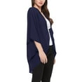 thumbnail image 2 of Women's  Loose Fit 3/4 Sleeves Kimono Style Cover Up Solid Cardigan S-3XL, 2 of 4