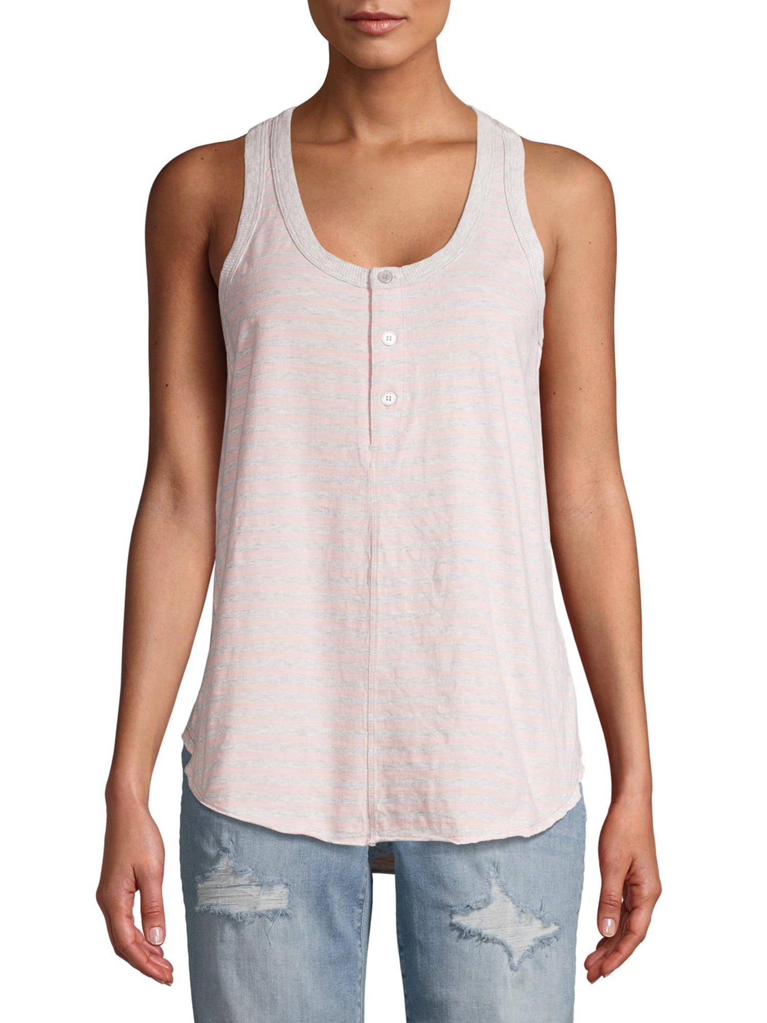 Time and Tru Women's Sleeveless Henley Tank Top