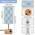 thumbnail image 2 of Touch Control Table Lamp with LED Bulb Bedside Lamp for Bedroom Living Room Light Blue and White Tartan, 2 of 8