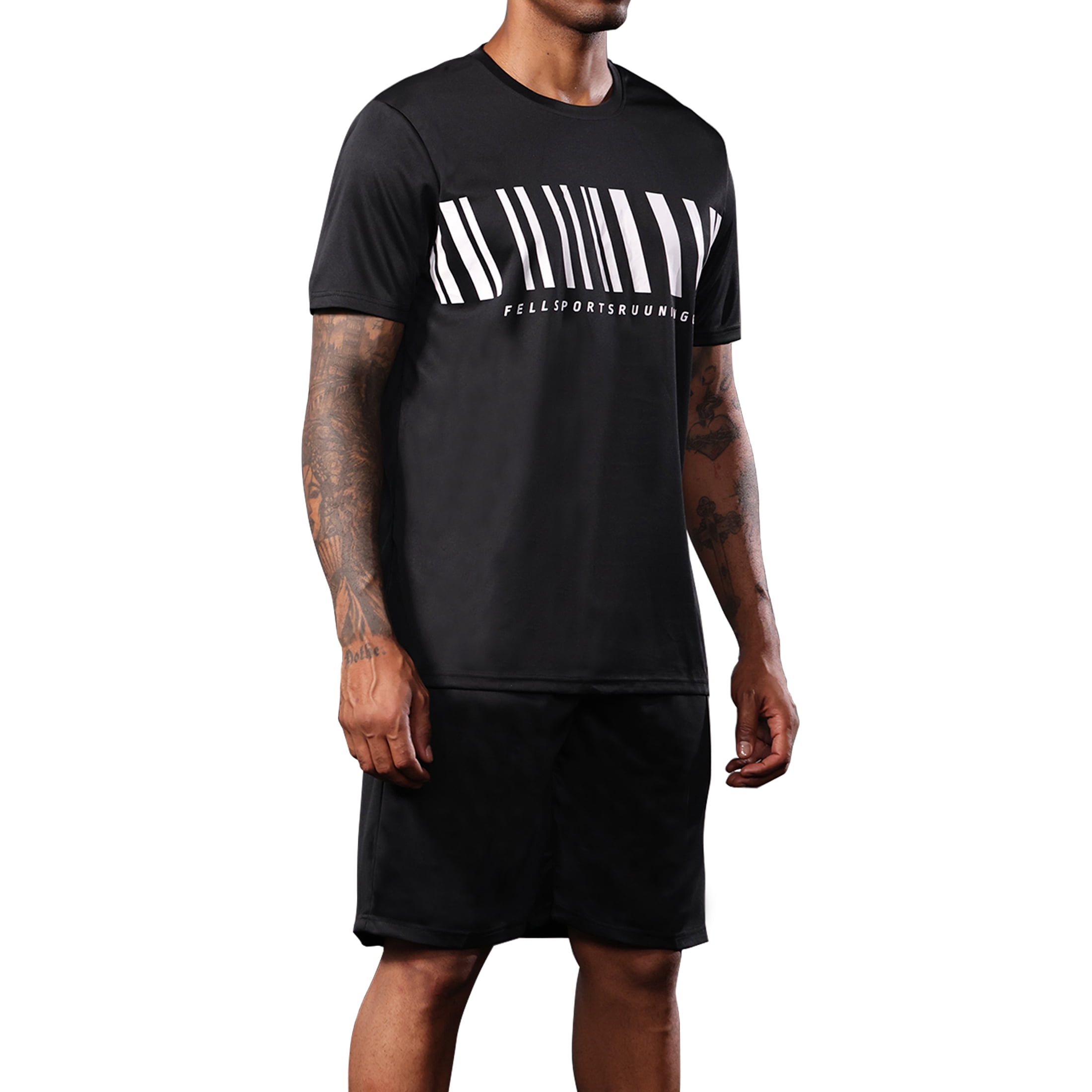 3 pack Mens Gym Short Sleeve T-Shirt Set Athletic Basketball Workout Running Shorts,S-3XL
