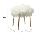 thumbnail image 5 of Faux Fur Upholstered Contemporary Metal Ottoman, White and Gold, 5 of 5
