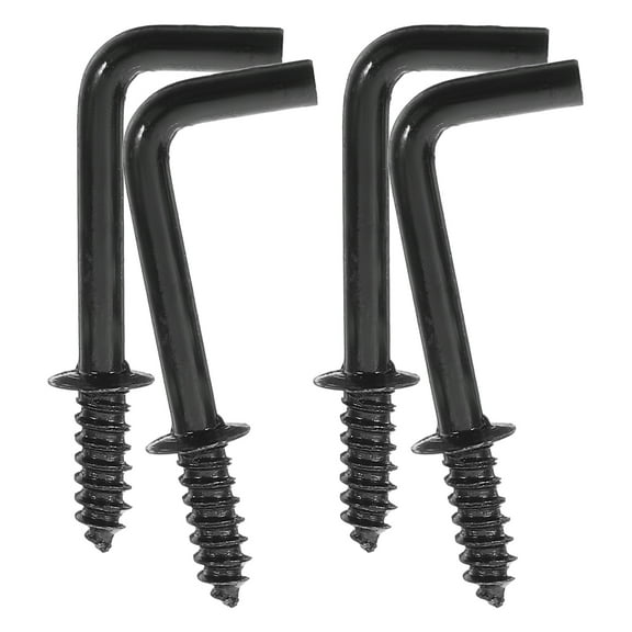 WHAMVOX 100pcs Metal Screw-In Hooks L Secure Fixing Hooks Self-Tapping Screw Hooks Hanging Jewelry Hooks Mini Square Bend Hooks Antique Screw in Hooks for Walls