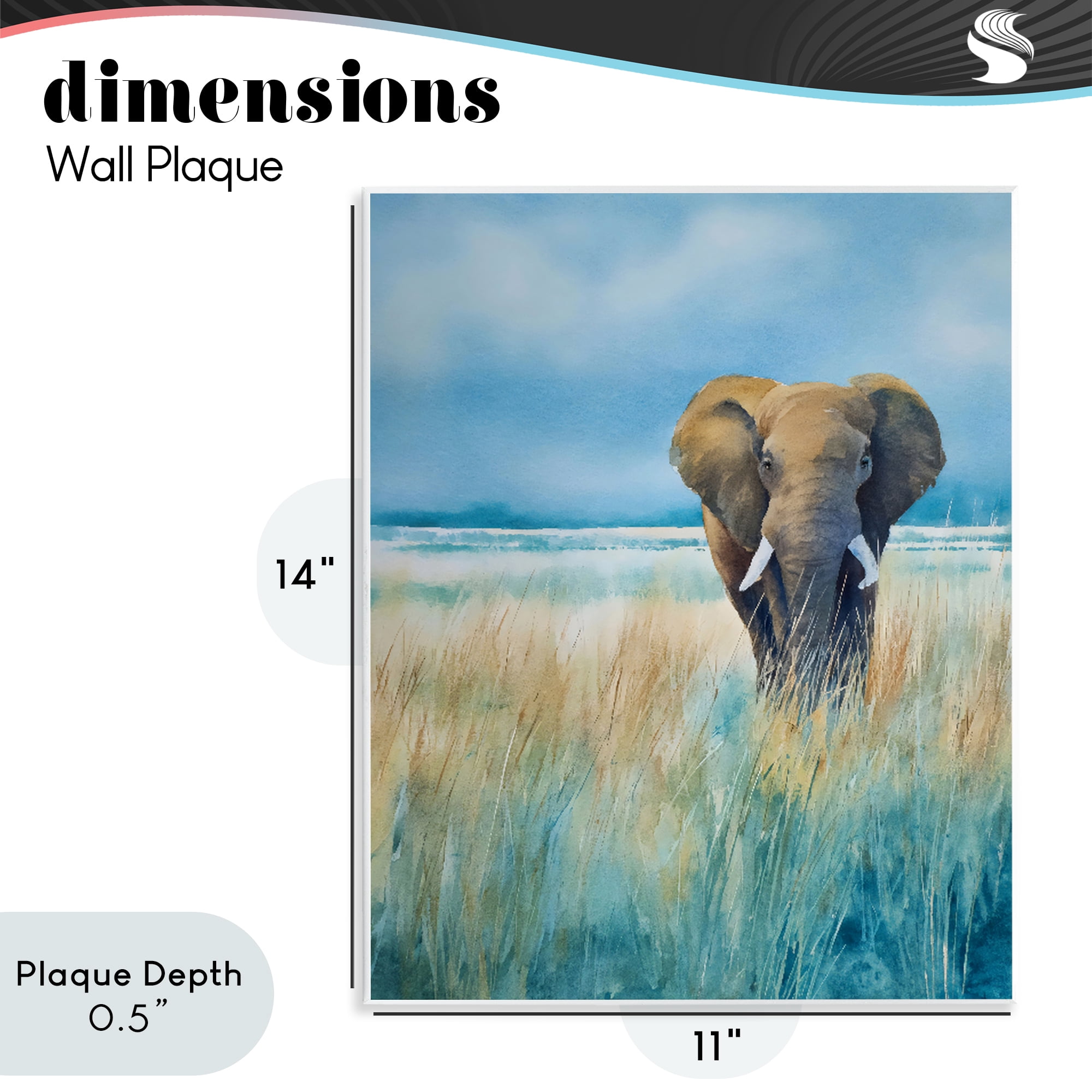 Stupell Industries Blue Grass Elephant Wall Plaque Art, design by Franklyn Gregory