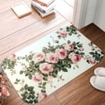 thumbnail image 5 of 1pc Pink Roses on Wall Absorbent Non-Slip Bathroom Thickened Flannel Rug Decor,Soft,Quick Drying,Suitable For Indoor/outdoor Use,Bathrooms,Bedrooms,Kitchens,Terrace,Laundry Rooms,16"x24", 5 of 9