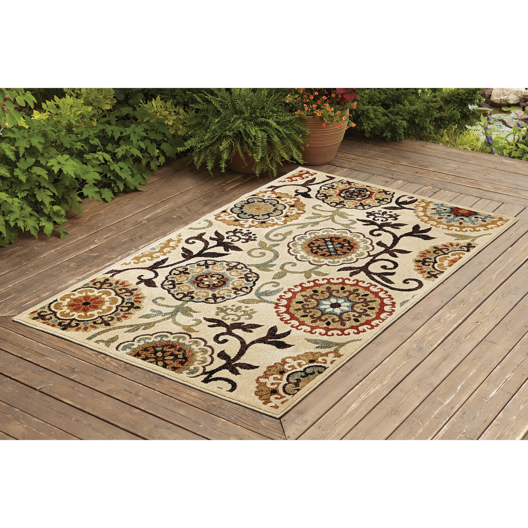 Better Homes and Gardens Floral Suzani Outdoor Rug - Walmart.com