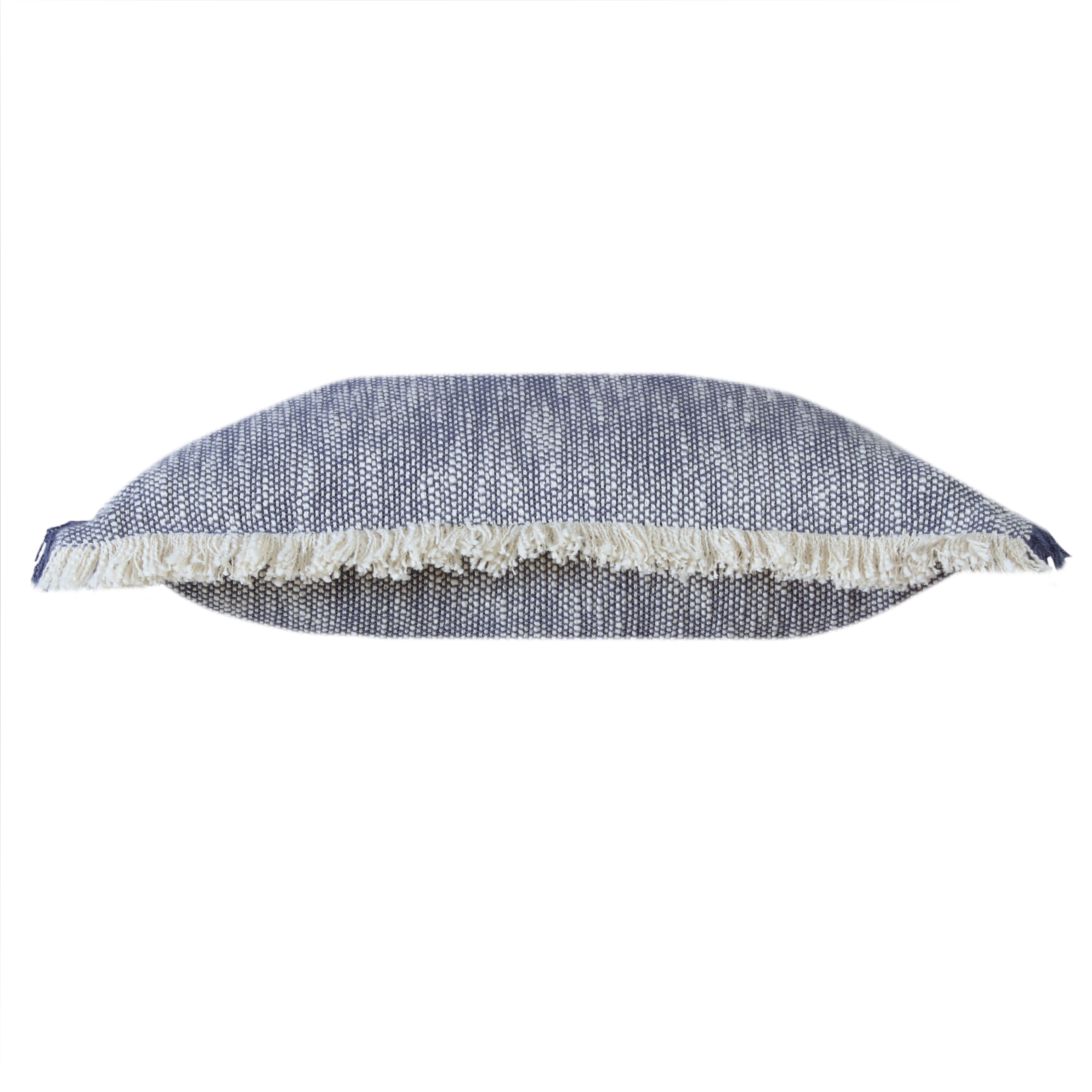 LR Home Bennett Set of 2 Fringed 20" x 20" Navy Cotton Adult Decorative Throw Pillows