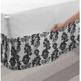 thumbnail image 2 of Black and White Bed Skirt, Lace Style Victorian Flower Motifs on Wavy Backdrop Western Girls Pattern, Elastic Bedskirt Dust Ruffle Wrap Around for Bedding Decor, 4 Sizes, Black White, by Ambesonne, 2 of 2