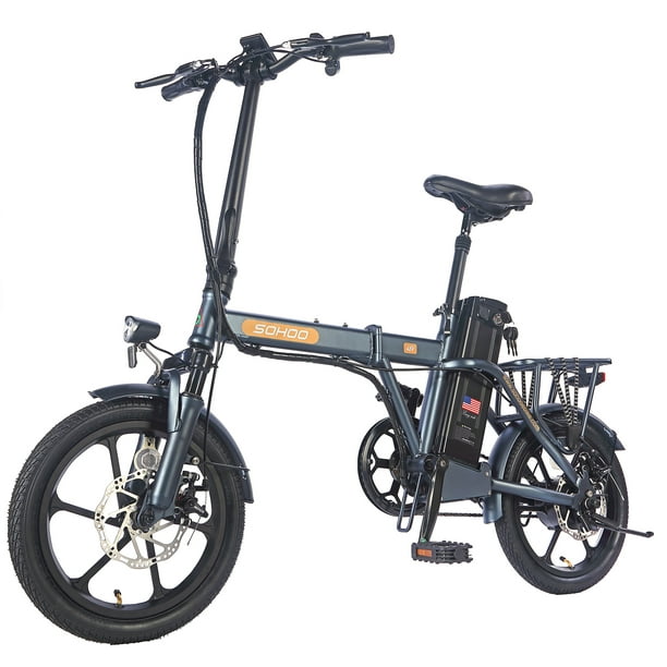 SOHOO 16” 350W Folding Electric Bicycle with A Removable 48V 10.4AH ...