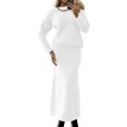 thumbnail image 3 of Women'S Casual 2 Pieces Set Crewneck Sweater and Fishtail Skirt Knit Outfits for Fall Winter Fashion Ivory White L, 3 of 7