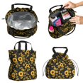 thumbnail image 2 of Sunflower Black Pattern Drawstring Insulated Lunch Bag for Women, Stain-Resistant Large Lunch Tote with Multi-Pockets for Work Office, 2 of 6
