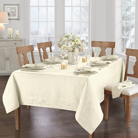

Caiden Elegance Damask Fabric Tablecloth 52 x 70 Oblong/Rectangle Silver
