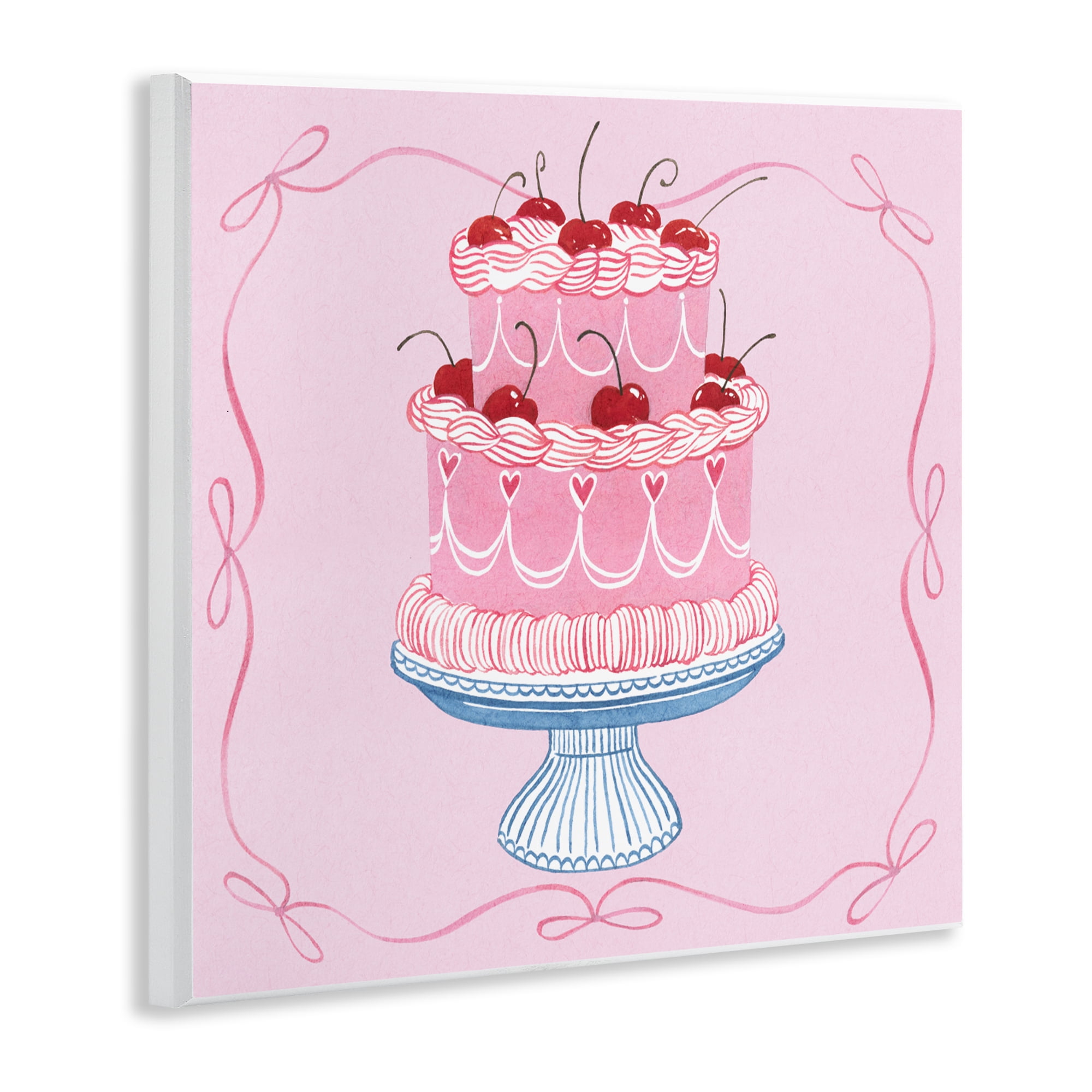 Stupell Industries Romantic Pink Cherry Cake Wall Plaque Art, design by Grace Popp