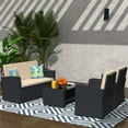 thumbnail image 4 of Cloud Mountain 4-Pc Patio Outdoor Furniture in Black Wicker and Khaki Cushions, 4 of 9