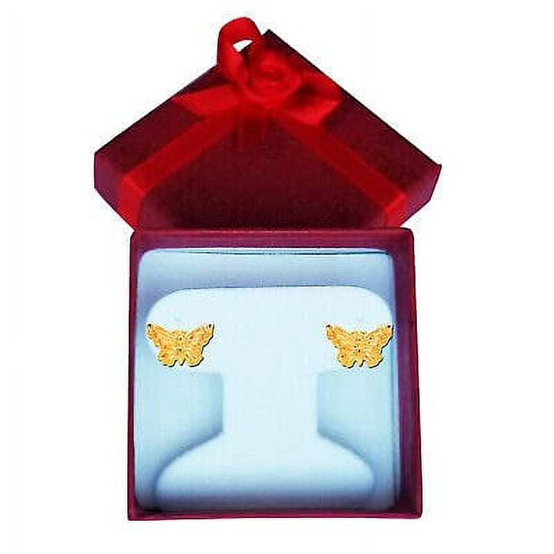 JewelStop 14k Solid Yellow Gold Butterfly Stud Earrings
