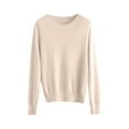 thumbnail image 5 of Women's 100% Merino Wool 2024 Fall Winter First-Line Ready to Wear Long Sleeve Seamless Knit Crewneck Sweater Beige M, 5 of 9