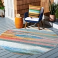 thumbnail image 3 of SAFAVIEH Barbados Abstract Beach Outdoor Area Rug, Light Blue/Pink, 8' x 8' Square, 3 of 9