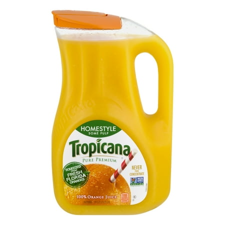 Tropicana 100% Orange Juice Homestyle Some Pulp, 89.0 FL OZ - Walmart.com