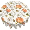 thumbnail image 3 of Nappe d'Automne Ronde 60 Pouces, Nappe Citrouille Aquarelle Orange Brûlé Gris, Polyester Résistant aux Taches Récolte d'Automne Action de Grâce Housses de Table Intérieur Extérieur pour Cuisine Salle à Manger Fêtes, 3 of 6