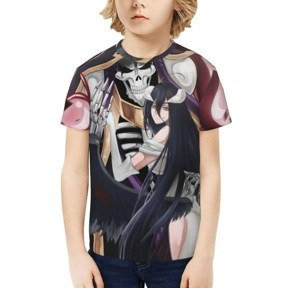 Anime Overlord Albedo Kids T-Shirt 3d Printed Graphic T-Shirts Boys And Girls Short Sleeve Shirts For Youth Kids X-Small